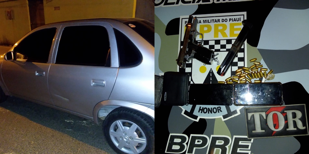 Carro e objetos apreendidos com o trio