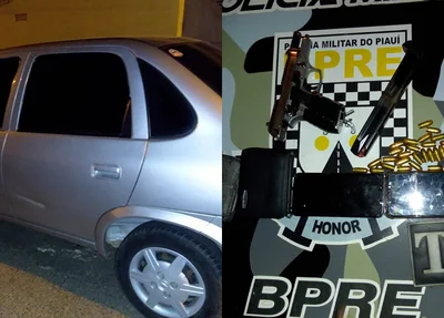 Carro e objetos apreendidos com o trio