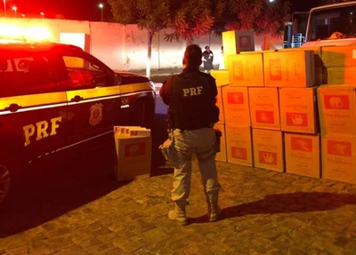 Carga de cigarros apreendida na BR 230 em Oeiras