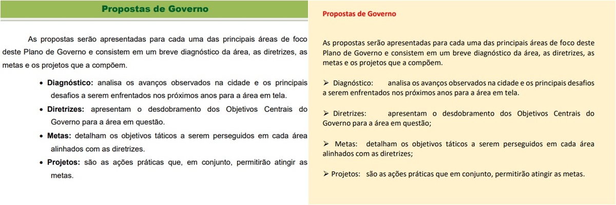À esquerda o plano de governo de Kelly e à direito do prefeito eleito de Paripiranga