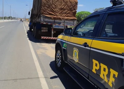 Carga de madeira foi apreendida pela PRF