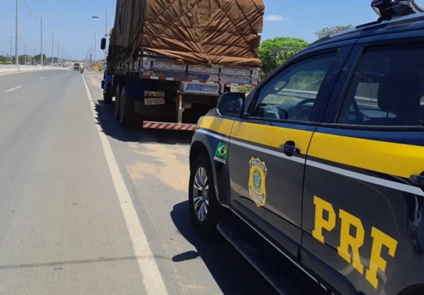 Carga de madeira foi apreendida pela PRF