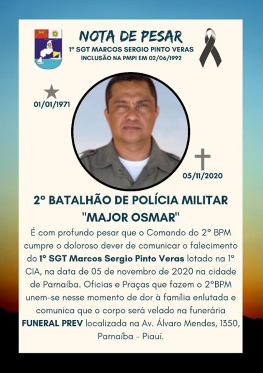 Nota de pesar do Comando do 2° Batalhão da PM-PI