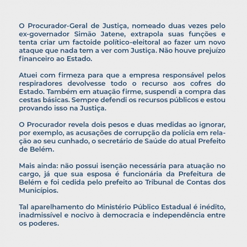Nota de Helder Barbalho