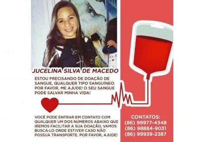 Família de Jucelina Silva de Macedo faz campanha de doação de sangue
