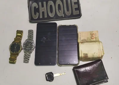 Materiais apreendidos durante a abordagem