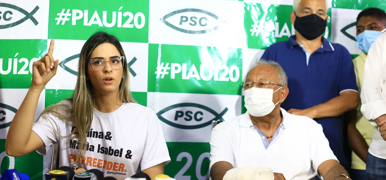Gessy Fonseca e Dr. Pessoa em coletiva de imprensa