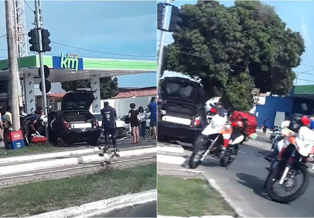 Os veículos colidiram no cruzamento em frente ao Posto KM 