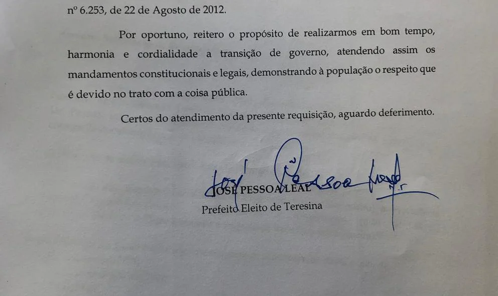 Relação com os nomes da equipe de transição