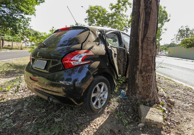 Carro colide em árvore na BR 343 em Teresina